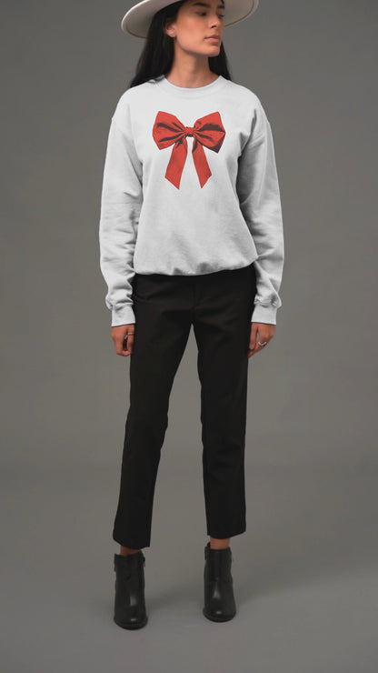 Fleece Sweatshirt, Red Bow